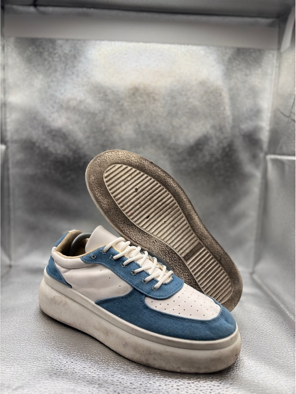 denim platform sneakers Blue white